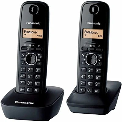 Imagen de Panasonic KX TG1612FRH, teléfono DECT inalámbrico Duo sin contestador automático, color negro [versión francesa]