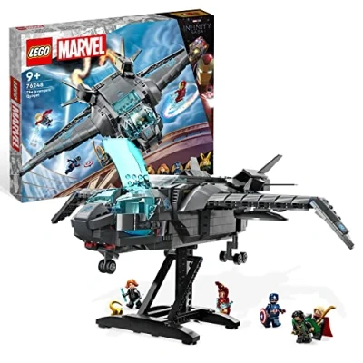 Imagen de LEGO Marvel Quinjet de los Vengadores, Avión Juguete para Construir, Minifiguras Viuda Negra, Thor, Capitán América, Iron Man y Loki, Infinity Saga, Regalo Niños Niñas 9 Años o Más 76248