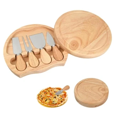 Imagen de Vesaneae Juego de Cuchillos para Queso, Cuchillo Queso Acero Inoxidable con Mangos Madera, Espátula Tabla Madera Quesos, Ideal Amigos, Familiares