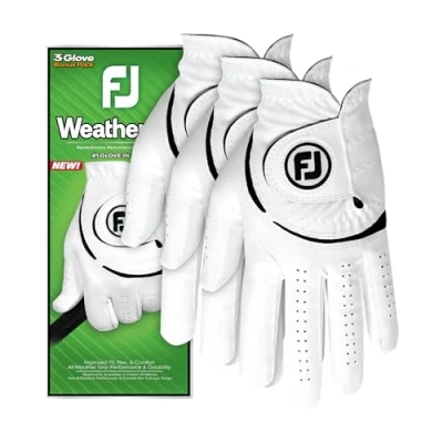 Imagen de FootJoy WeatherSof Guantes de Golf para Hombre, Paquete 3, Color Blanco