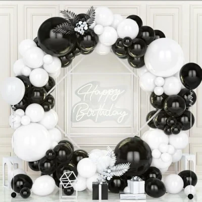 Imagen de Teselife Arco Globos Blanco y Negro, 119Piezas Kit Guirnalda Globo Negro Niña Niño Hombres Mujer Baby Shower Cumpleaños Boda Comprometimo Aniversario Graduación Valentín Mascarada Decoración