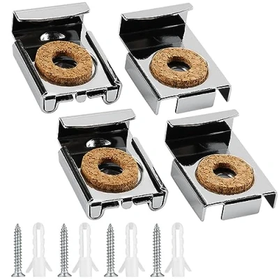 Imagen de 4 Piezas de Clips Espejo Sin Marco, Soporte Pared Colgar Metal,Soportes Espejos Fijación con Resorte,Soportes Tacos y Tornillos