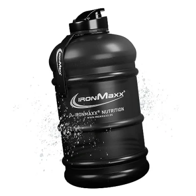 Imagen de IronMaxx Galón de Agua Negro Mate 2200ml sin BPA &amp; DEHP botella a prueba fugas con escala medida disponible en colores diferentes