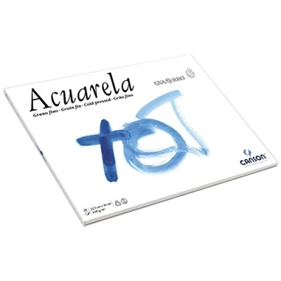 Imagen de Canson Guarro Acuarela 60% Algodón, Bloc Encolado, 32,5x46 cm, 20 Hojas, Grano Fino 240g