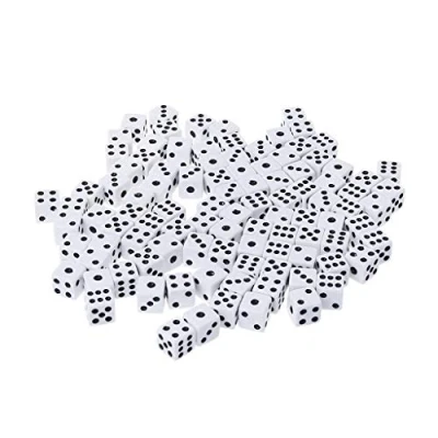 Imagen de Myya juego de dados, 100 dados plástico blanco 8 mm, seis lados, mesa, adecuado para juegos mesa enseñanza matemáticas