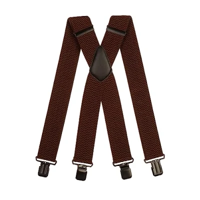 Imagen de Olata Tirantes de Hombre Extra Anchos En X con Tela Gruesa 5 cm. Marrón (Clips Negros)