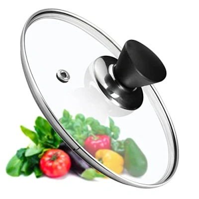 Imagen de KADAX tapa universal de cristal con mango negro mate, resistente al calor en diferentes tamaños, sartén, para olla, sartén (20 cm)
