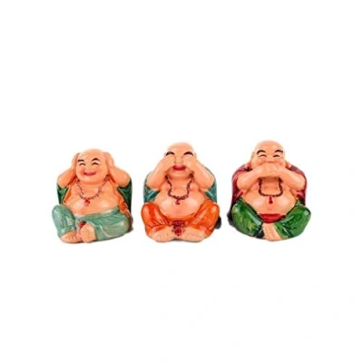 Imagen de Lachineuse Estuche de 3 budas rieurs sabiduría Estatuillas pequeños Colores Decoración Feng Shui Objeto Decorativo Zen Chino para Interior salón Oficina Idea Regalo asiático