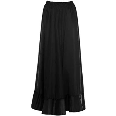 Imagen de Falda Flamenco Niña Español, Ensayo Largo Negro Rojo Volante Simple Doble para Baile Danza Clase Fiesta (4 años, Simple)