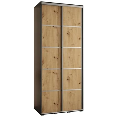 Imagen de ABIKSMEBLE Davos 4 120 Armario Correderas Doble para Dormitorio Moderno, Barra y Estantes 235,2x120x60 cmNero Artisan Plateado