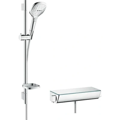 Imagen de Hansgrohe 27038000 Raindance Select E 120 combinación de set ducha y termostato, 3 tipos chorro, cromo