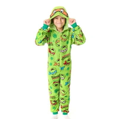 Imagen de Teenage Mutant Ninja Turtles Mono para niño Pijama con Capucha y Estampado gráfico de Personajes niños máscaras Intercambiables Ropa Dormir TMNT