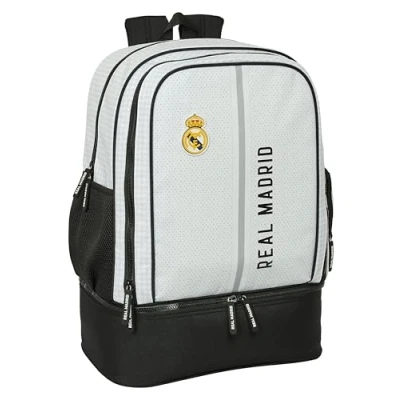 Imagen de Safta REAL MADRID 1ª EQUIPACIÓN 24/25 Mochila de Entrenamiento, para Uso Diario, Ideal Niños Diferentes Edades, Cómoda y Versátil, Calidad Resistencia, 35x24x50 cm, Color Blanco/gris