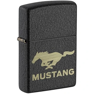 Imagen de Zippo Encendedor Resistente al Viento Ford Mustang Crakle Negro Recargable, Uso de por Vida Llama Ajustable Caja Regalo Una Construcción Metal Fabricado en Estados Unidos