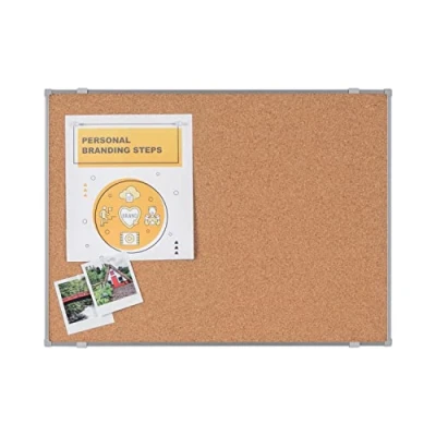 Imagen de BoardsPlus Economy Tablón de Corcho, 60 x 45 cm, Marco Tech Alloy Gris