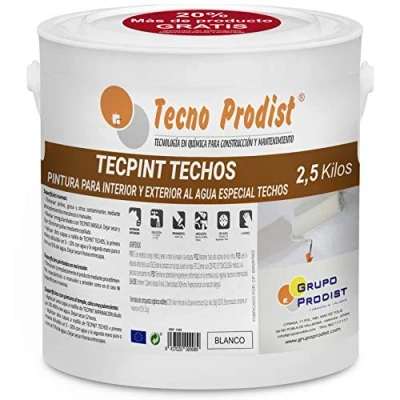Imagen de TECPINT techos de Tecno Prodist 2,5 Kg Pintura para Exterior e Interior al Agua especial Lavable Fácil Aplicación (BLANCO)