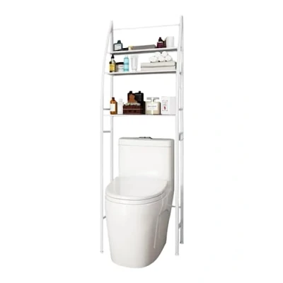 Imagen de MAGIC SELECT Estantería de Baño sobre Inodoro Blanco Ahorra Espacio con 3 Baldas Estante Almacenamiento Impermeable Patas Ajustables en Altura.
