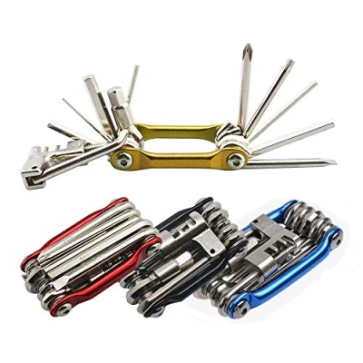 Imagen de Senven 11 en 1 Multifunción Bicicleta Reparacion Herramientas, Multiusos Bici Mini Plegables Mantenimiento Herramientas Kit Oro