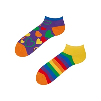 Imagen de Dedoles Calcetines Unisex Hombre Mujer y Niños Algodón muchos diseños divertidos diferente izquierda derecha, color: Multicolor, diseño: Amor multicolor (tobilleros), tamaño: 39 42