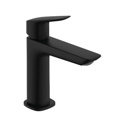 Imagen de hansgrohe Logis Fine grifo lavabo con vaciador automático, monomando 110 mm, mezclador ahorro de agua (EcoSmart), negro mate, 71251670