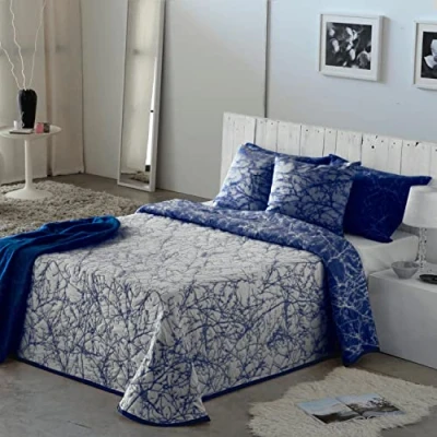 Imagen de VIALMAN Colcha Bouti Ligera Sofia 18 para Cama de Matrimonio 150 cm Tamaño 250 x 270 cm, Color Marino