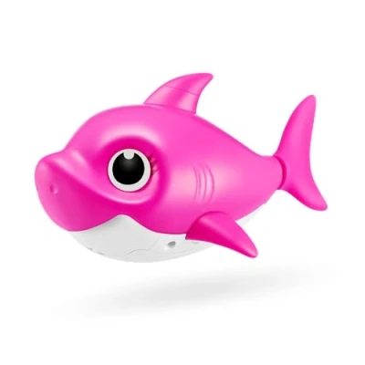 Imagen de Robo Alive Junior Baby Shark Battery Powered Sing and Swim Bath Toy by ZURU (Pink Mommy Shark)