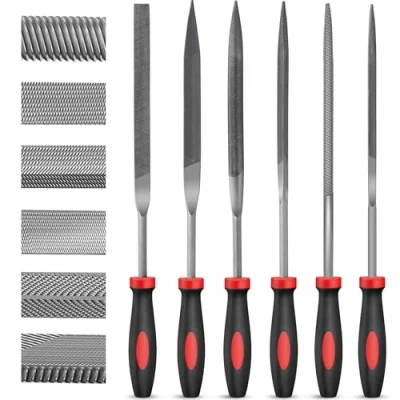 Imagen de Hi Spec Juego de 6 Limas Planas Metal para Trabajos en Casa y Manualidades Herramientas Precisión Madera, Plástico