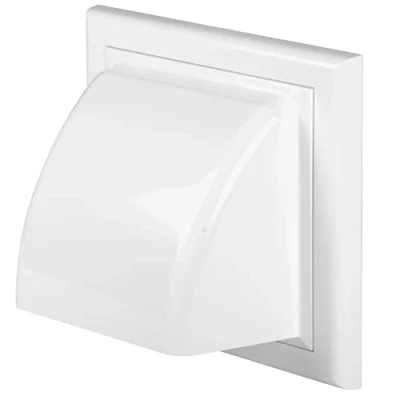 Imagen de AWENTA Rejilla de escape Ø100 mm, plástico ABS blanco, con válvula retención abertura secado cubierta ventilación externa Ø 10 cm (19 x 19 cm), blanca.