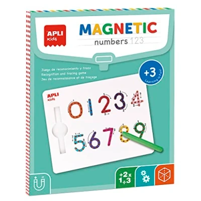 Imagen de APLI Kids 19264 Pizarra educativa magnética números 123 Aprende a escribir los del 0 al 9, incluye lápiz imantado