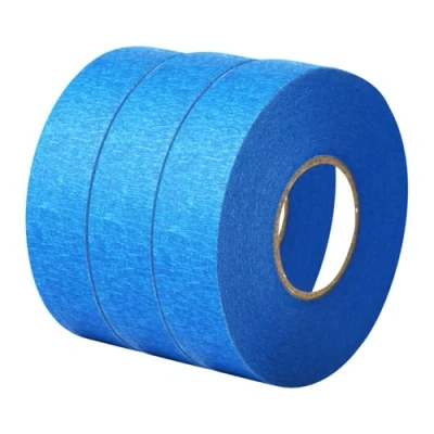 Imagen de 3rollos de cinta carrocero, 50 m x 24 mm, carrocero pintura, pintor, masking tape, ancha, resistente al calor y a los UV, ideal para renovaciones manualidades