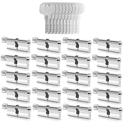 Imagen de GERCAR 20 cilindros de cierre uniforme con pomo 30/30, incluye 100 llaves, 60 mm, función N+G, juego unidades, longitud: mm A: 30 B: