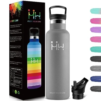 Imagen de HoneyHolly Botella Agua Niños, 500ML Reutilizable Sin BPA, Agua, Aislamiento Al Vacío de Doble Pared, Termos, Termica Cantimplora para Colegio