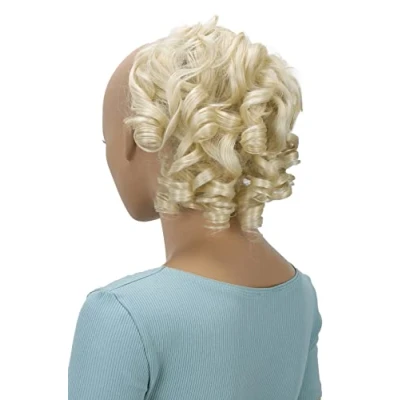 Imagen de CAISHA Pedazo De Cabello Peinados Arrugados Voluminosos Rizos Desordenados Scrunchie Rubio Claro G30L