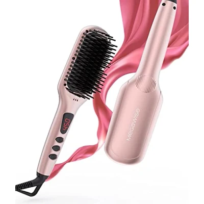 Imagen de Cepillo Alisador de Cabello, Peine para Todo Tipo Cabello con Dientes Calentamiento Nano, Tecnología Doble Anión, MCH 20s Rápido y Apagado Automático 60 Minutos