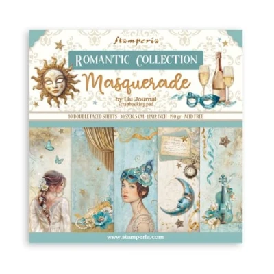 Imagen de Stamperia Scrapbook Paper Pad for Scrapbooking, Albums, Card Making, Bullet Journalling and More, Acid Free, Double Sided, Perfect Hobbies, Crafts, Gifting (Masquerade) (30.5 x 30.5cm)