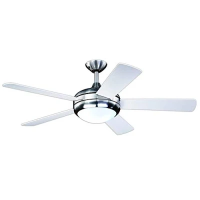 Imagen de AireRyder Ventilador de Techo Ursa con iluminación y Control Remoto, Estructura níquel Satinado, Color Las aspas Blanco/Pino, 132 cm, 75 W, x 43 cm