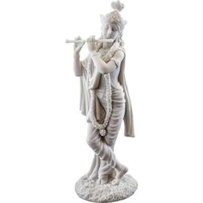 Imagen de Top Collection Estatua de Krishna 10 Pulgadas con Acabado mármol Blanco, Escultura hindú del Dios Amor y la alegría Divina