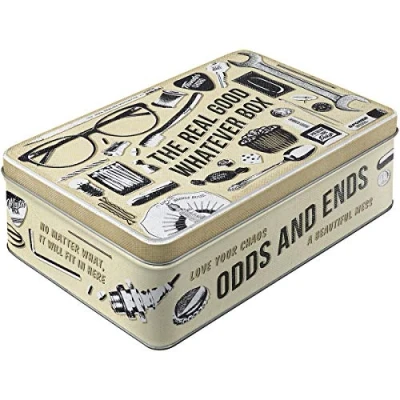 Imagen de Nostalgic Art Tarro de Almacenamiento Plano Retro Whatever Odds &amp; Ends Box Idea Regalo para los Amantes la Nostalgia, Lata Chapa con Tapa, Diseño Vintage, 2,5 l