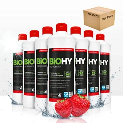 Imagen de BiOHY WC limpiador (9 botellas de 1 litro) Gel viscoso, concentrado ideal contra las escamas orina (WC Reiniger)