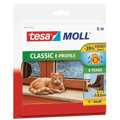 Imagen de tesamoll Perfil E, Burlete de Caucho Autoadhesivo para Aislar Ventanas y Puertas Sellar Huecos, Marrón, 6 m x 9 mm 4