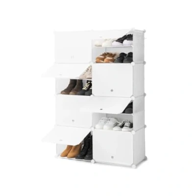 Imagen de InnovaGoods zapatero Modular Portátil, 8 módulos, 14 Compartimentos para 28 pares, Incluye Perchero y Orificios de ventilación, Montaje sin herramientas. mueble vestidores, baños, etc.