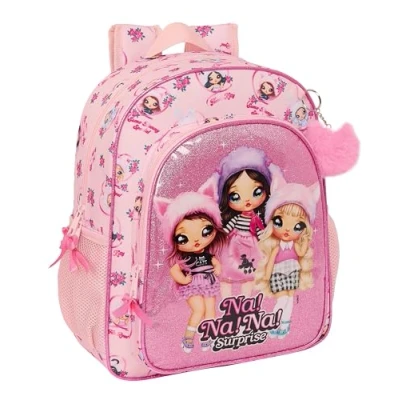 Imagen de Safta NANANA FABULOUS Mochila Escolar Niño, Infantil, Adaptable a Carro, Ideal para Niños en Edad Escolar, Cómoda y Versátil, Calidad Resistencia, 32x12x38 cm, Color Rosa