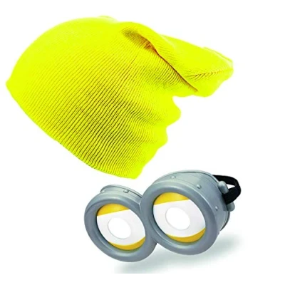 Imagen de 4sold Divertido personaje de dibujos animados gafas ojos amarillo Goggle Glasses para fiestas disfraces carnaval Halloween (Beanie &amp; Set Nr 4)