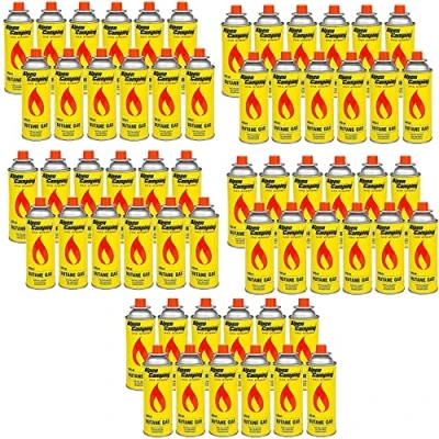 Imagen de Alpen Camping Bombona de gas butano 60 x 400 ml para hornillo gas, camping, quemador soldadura, ml, EN417 (60 unidades)