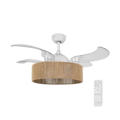 Imagen de UNIVERSALBLUE Ventilador de techo con Luz y aspas retráctiles Tulipa cuerda silencioso motor DC 3 Tipos 6 Velocidades