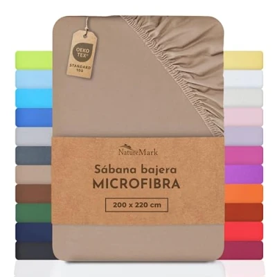 Imagen de NatureMark Sábana Bajera Ajustable de Microfibra Tamaños, Precio Especial! 100% Poliéster, Arena 200 x 220 cm