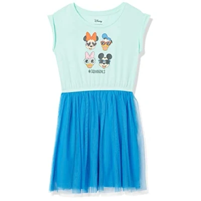 Imagen de Amazon Essentials Disney Marvel Star Wars Vestidos tutú de Punto con Manga Corta Colores interrumpidos Niña, Minnie Y Su Patrulla, 2 años