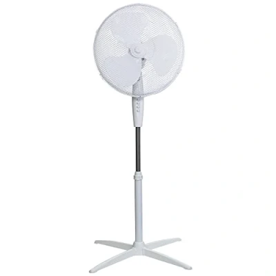 Imagen de Russell Hobbs Ventilador de pie, 40,64 cm, ligero, 3 velocidades, oscilación con ángulo amplio, flujo aire potente, altura ajustable, blanco, RHPPF1621