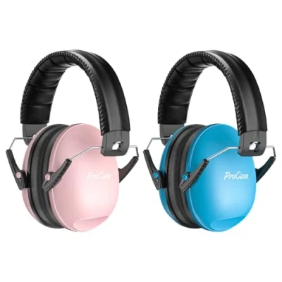 Imagen de Procase Protector Oído para Niño, Protección Auditiva SNR 27dB con Diadema Ajustable, Casco Antiruidos Profesional Cancelación de Ruido Bebé Nené Infante Azul/Rosa