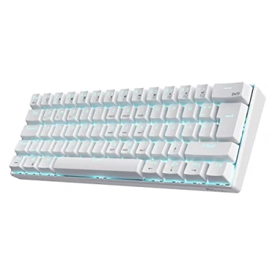 Imagen de RK ROYAL KLUDGE RK61 de 60% Bluetooth / Cableado teclado mecánico inalámbrico 2,4 GHz, 61 teclas, interruptor marrón intercambiable en caliente, gaming, compatible con Win/Mac, blanco